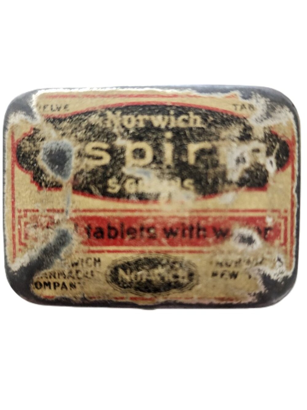 NORWICH Aspirin Tin Antique Pharmaceutical Pain Relief Travel Tin RARE DISC